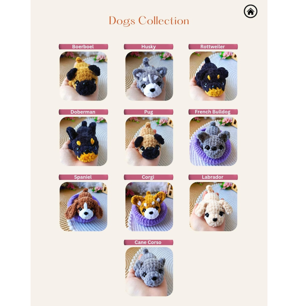 10 Amigurumi Tiny Puppies - Crochet Pattern